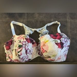 Floral print, bralette style back, 44DDD